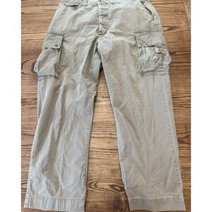 Vintage Polo Ralph Lauren Pants Mens 40x32 Beige Chino Cargo Ankle Tabs Trousers